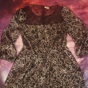 Black and white floral lace dress